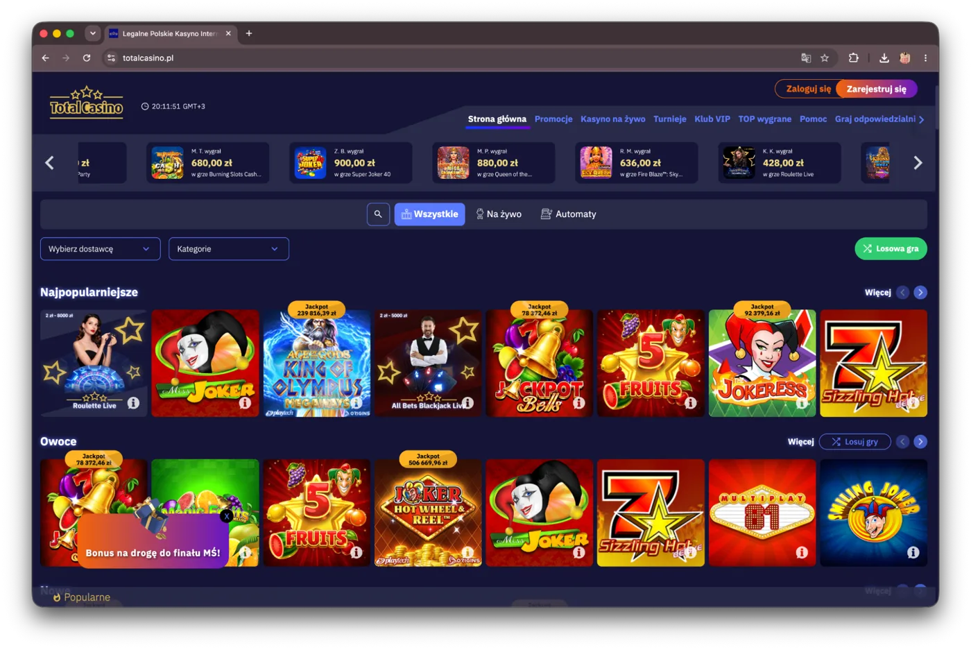 total casino sizzling hot legalne kasyno polska